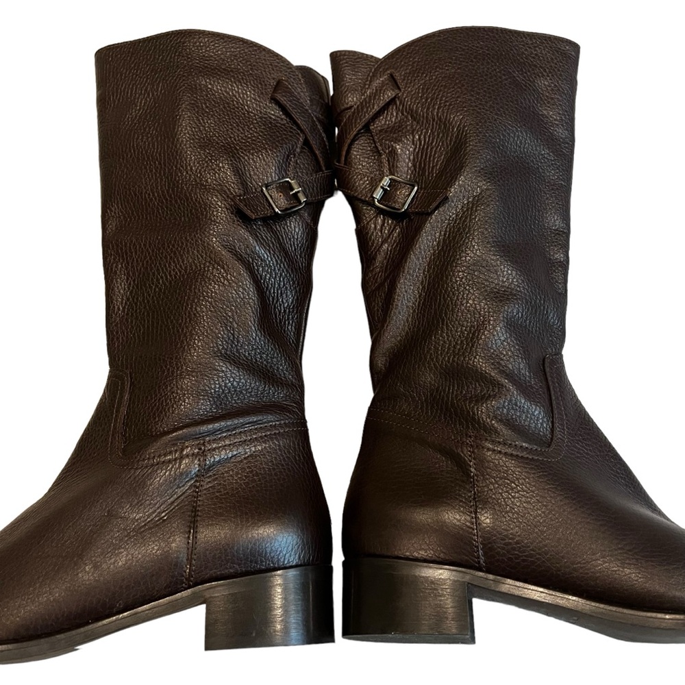 NWOT, Sesto Meucci Brown Pebbled Leather Riding Boots, Sz EU 37 - Picture 11 of 15